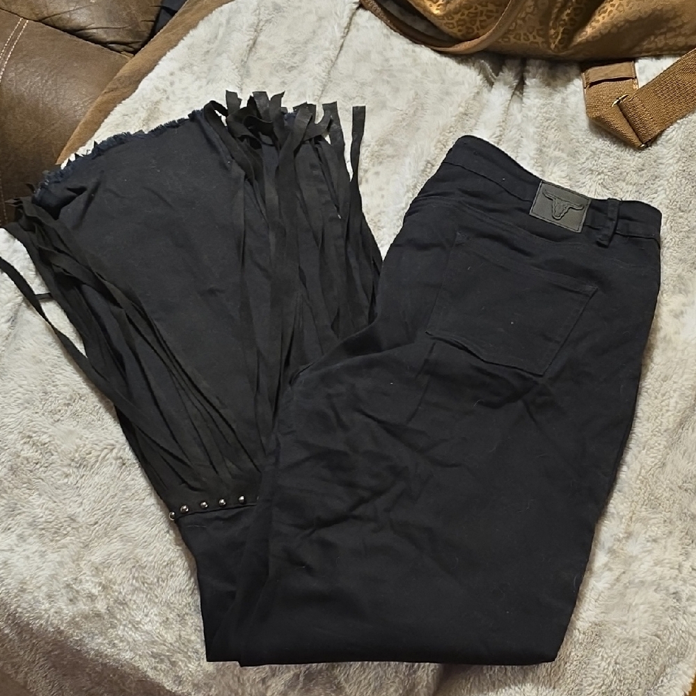 Lucky & Blessed Black Fringe Men's Pants